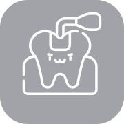Cute tooth icon with dental tool.