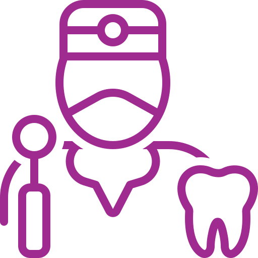 SPECIALISTS A purple drawing of a person and tooth