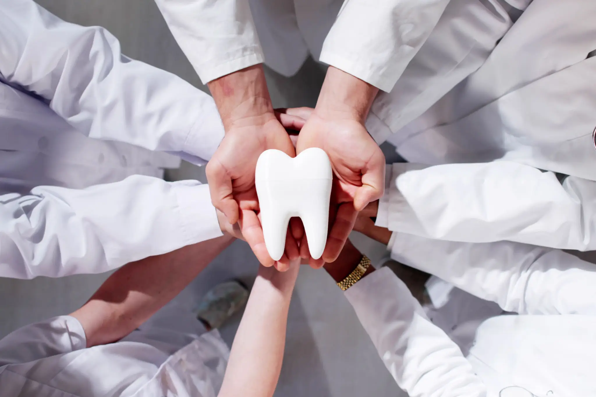 6801a96783a4a_6725da75-f1e3-43e9-a0b6-23951a57d4b8 A group of people holding hands around a tooth.